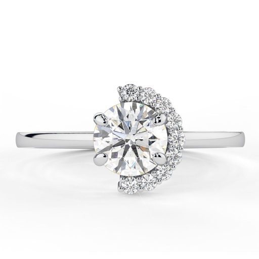  1.00 CT Round Cut Diamond Half Halo Engagement Ring For Women