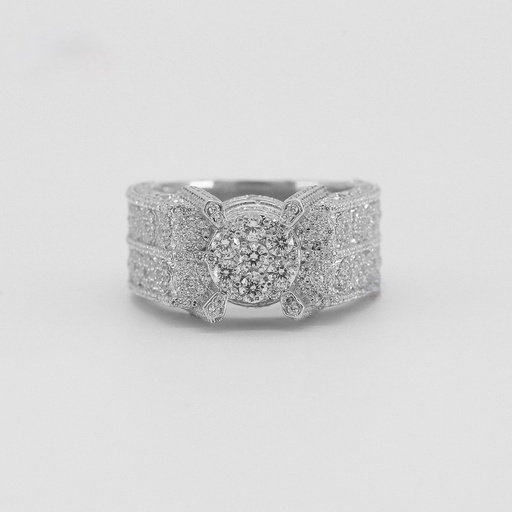 Hip Hop Bold stylish and utterly unique 14 kt white gold iced out diamond ring with VVS clarity