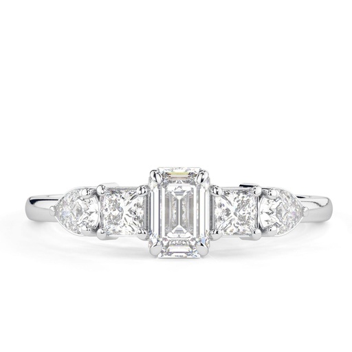 Emerald Cut Diamond 5 Stone Engagement Ring For Women