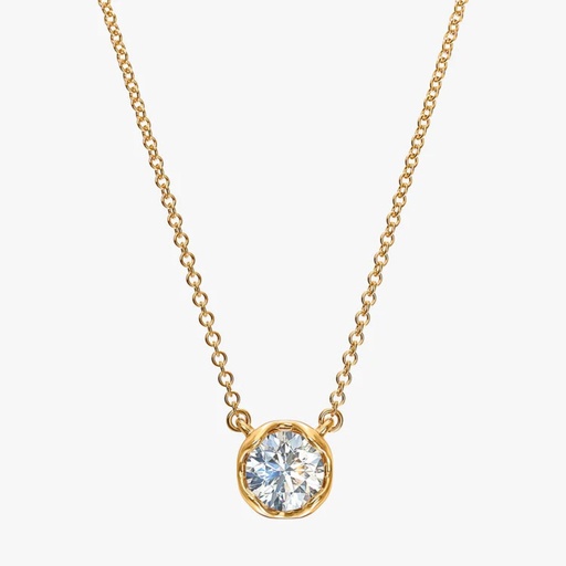  2 Carat Round Cut Bezel Set Solitaire Lab Diamond Pendant In Yellow Gold