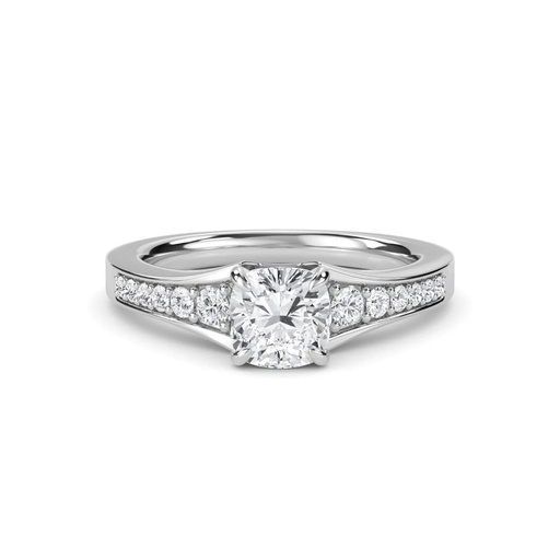  Cushion Cut Cathedral 4 Prong Set Lab Diamond Ring