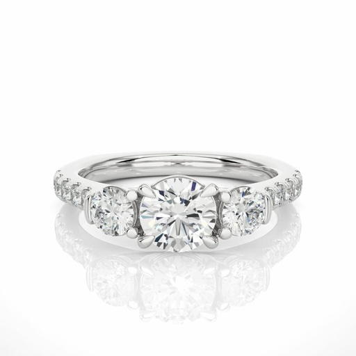  Round Cut Prong Set Three Stone Diamond Ring For Women