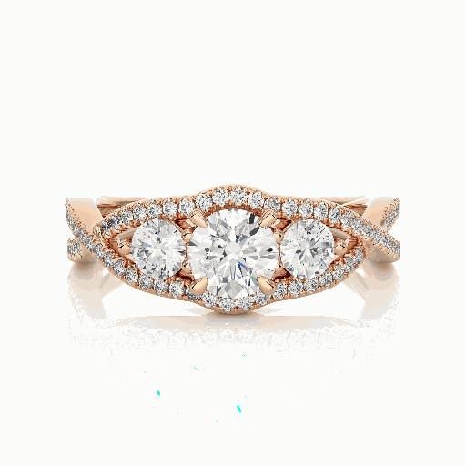  Round Cut 3 Stone Twisted Band Diamond Engagement Ring For Women