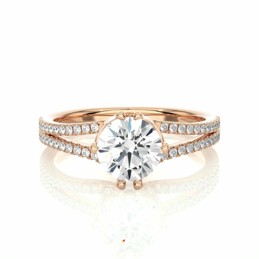  Round Cut Split Shank Diamond Engagement Ring For Women