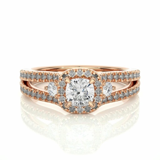 Cushion Cut Split Shank Diamond Engagement Ring For Women