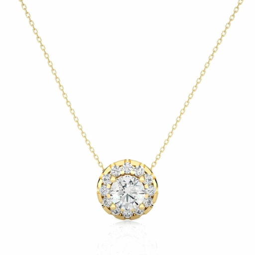 Round Cut Diamond Shaped 4 Prong Set Halo Pendant  For Women