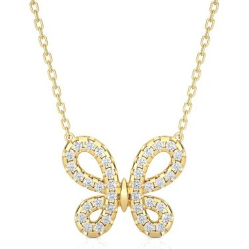 Round Cut Diamond Butterfly Pendant For Women