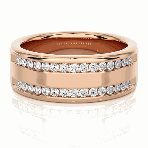 Round Cut Diamond Double Raw Channel Setting Band For Women