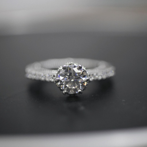  Round Cut Diamond 6 Prong Set Hidden Halo  Engagement Ring For Women