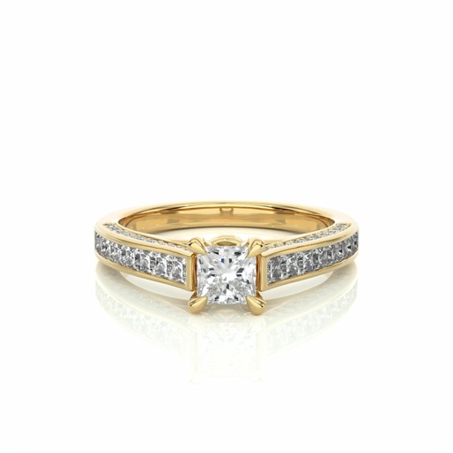 Princess And Round Cut Diamond Hidden Halo Anniversary Ring for Women