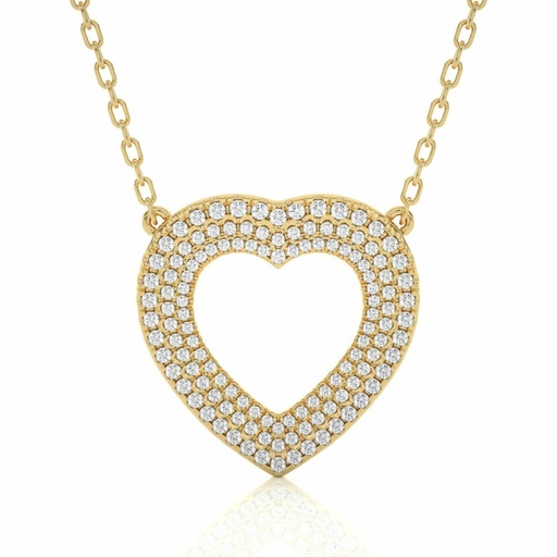  Round Cut Diamond Heart Shape 3 Raw Pave Setting Diamond Pendant For Women