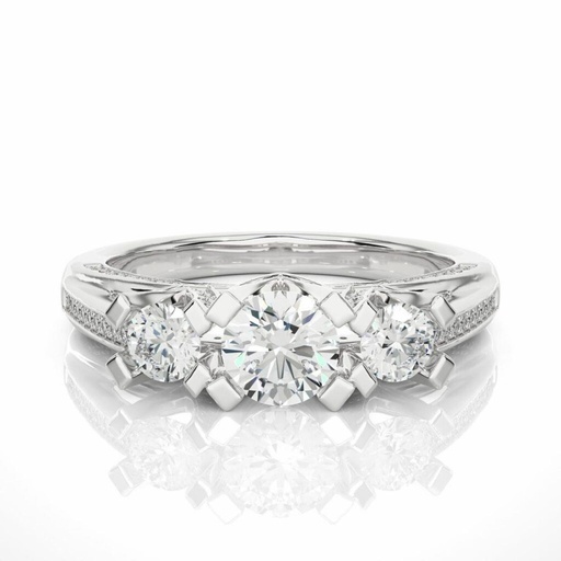  Round Cut Diamond Three Stone Hidden Halo Anniversary Ring for Women