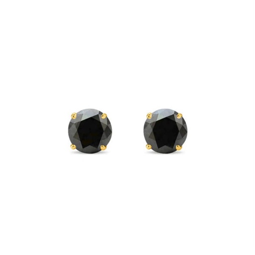 Black Round Diamond Solitaire Prong Setting Stud Earrings For Women