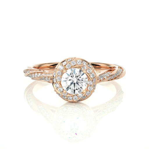  Round Cut Diamond Halo Unique Style Engagement Ring For Women