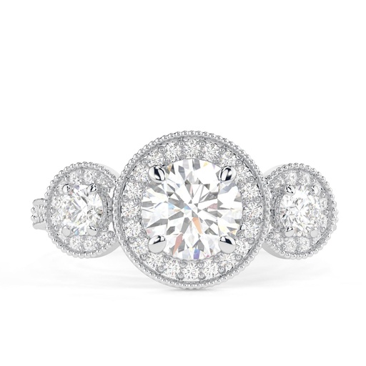 1 Round Halo Prong Setting Diamond Engagement Ring In Yellow Gold