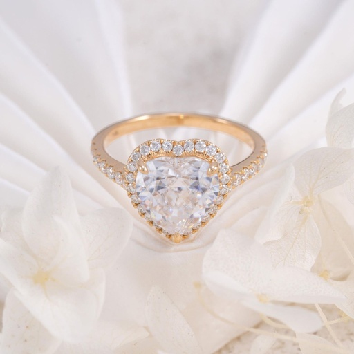  Real Gold Rose Gold Halo Diamond Style Heart Cut  Engagement Ring