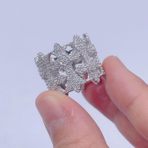 Round Diamond Hip Hop Ring For Women