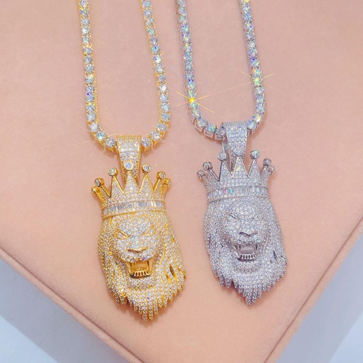  "Sterling Silver  Lion Pendant - Iced Out Hip Hop Jewelry