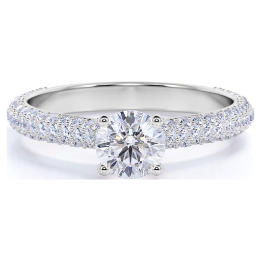  Round Cut Fire Moissanite Engagement Ring - Classic Engagement Ring - Cluster Ring - 18k White Gold Over Silver