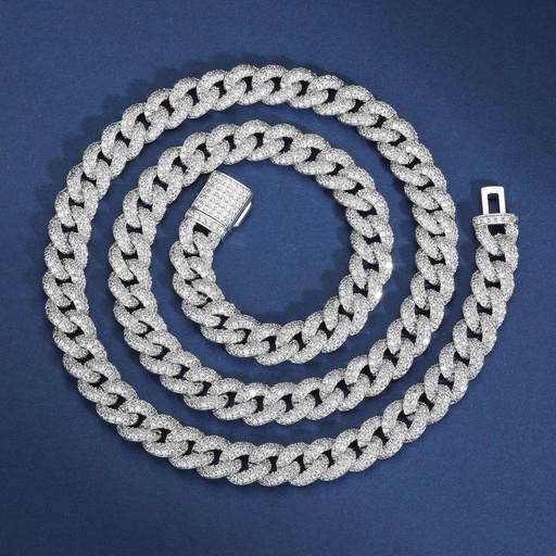 2 Rows Moissanite Bubble Cuban Link Chain