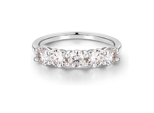 5 Stone Moissanite Rings for Women,VVS1 Clarity Lab Created Diamond Anniversary Rings 14K White Gold Filled S925 Sterling Silver 5 Stone Moissanite Wedding Band for Women Jewelry Gifts