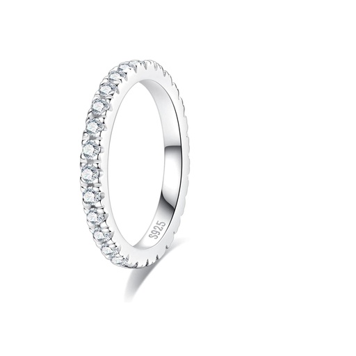  Eternity Rings  Clarity Round Brilliant Cut  Diamond S925 Sterling Silver Stackable Wedding Anniversary Bands for Women with Certificate