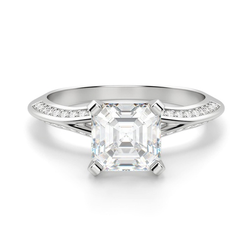 Asscher Cut Diamond Knife Edge Split Shank Anniversary Ring for Women