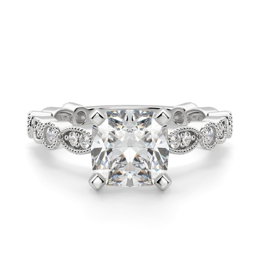 Cushion Cut Diamond Vintage With Accents  Engagement Ring For Women