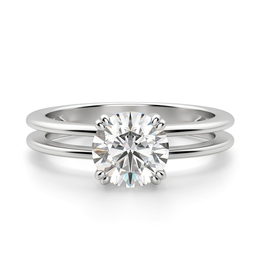 Brilliant Round Cut Double Row Solitaire Moissanite Ring