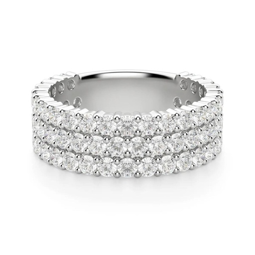 Round Cut Bold Semi Eternity Wedding Band For Women