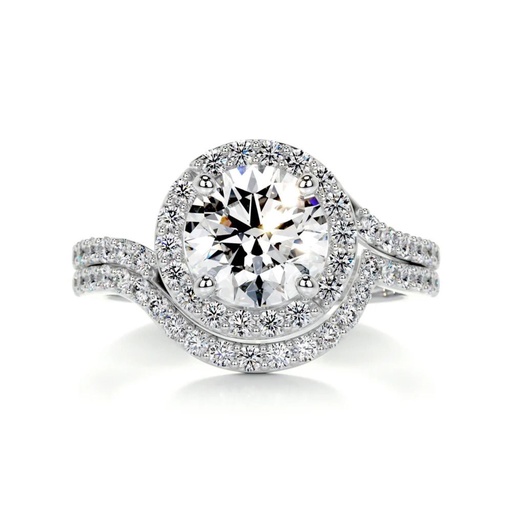 Round Diamond Halo Bridal Set For women