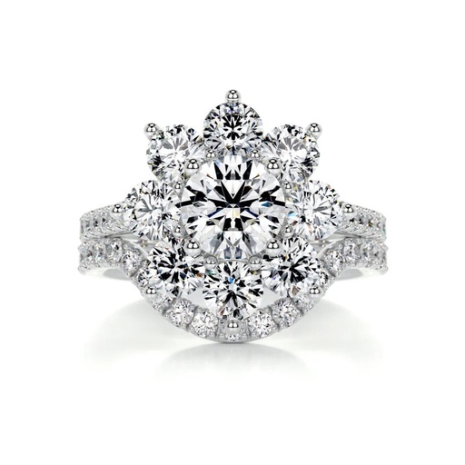 Round Diamond Floral Style Bridal Set For Women
