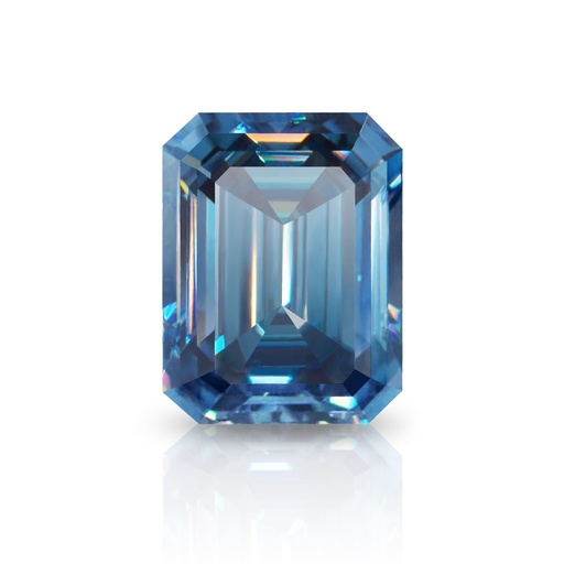 Loose Moissanite Royal Vivid Blue Clean Emerald Cut 10.00 x 8.00 MM