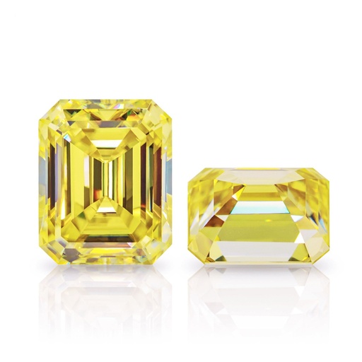 Loose Moissanite Canary Vivid Yellow Clean Emerald Cut 11.00 x 9.00 MM