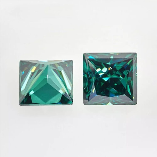 Loose Moissanite Emerald Vivid Green Clean Princess Cut 6.00 MM