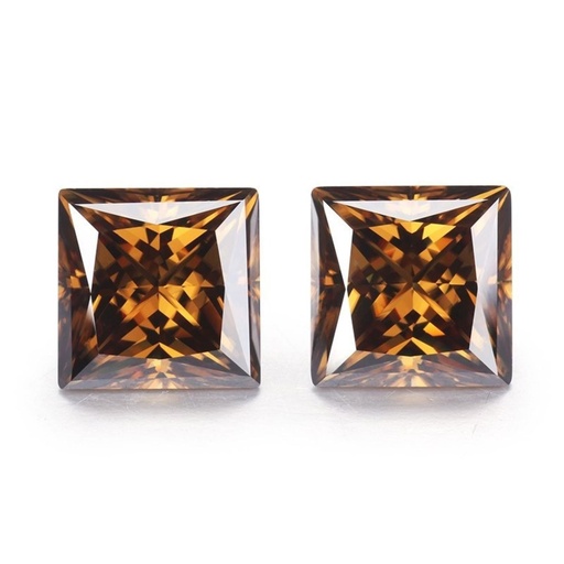Loose Moissanite Champagne Vivid Brown Clean Princess Cut 7.00 MM