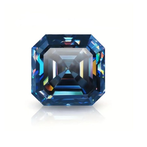 Loose Moissanite Royal Vivid Blue Clean Asscher Cut 7.00 MM