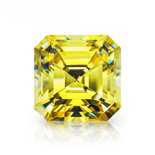 Loose Moissanite Canary Vivid Yellow Clean Asscher Cut 9.00 MM