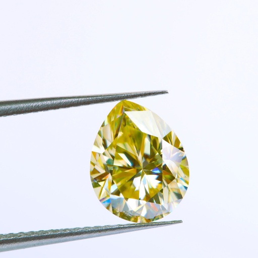 Loose Moissanite Canary Vivid Yellow Clean Pear Cut 10.00 x 8.00 MM