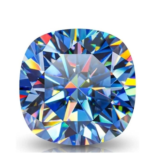 Loose Moissanite Royal Vivid Blue Clean Cushion Cut 6.00 MM