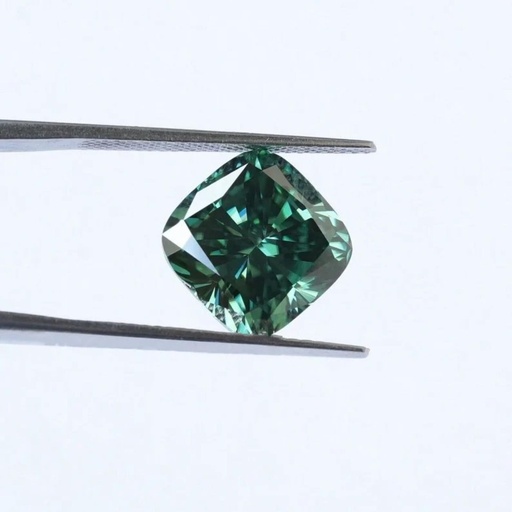 Loose Moissanite Emerald Vivid Green Clean Cushion Cut 7.50 MM