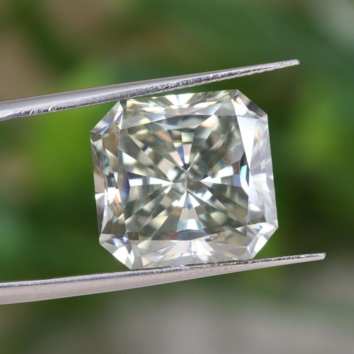 Loose Moissanite Off White Clean Square Radiant Cut 10.50 MM