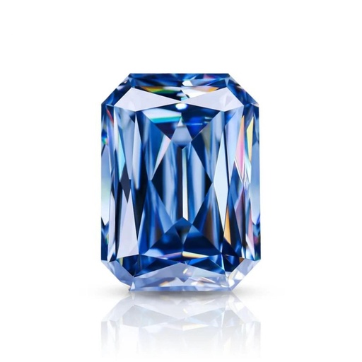 Loose Moissanite Royal Vivid Blue Clean Criss Cut Emerald 12.00 x 10.00 MM