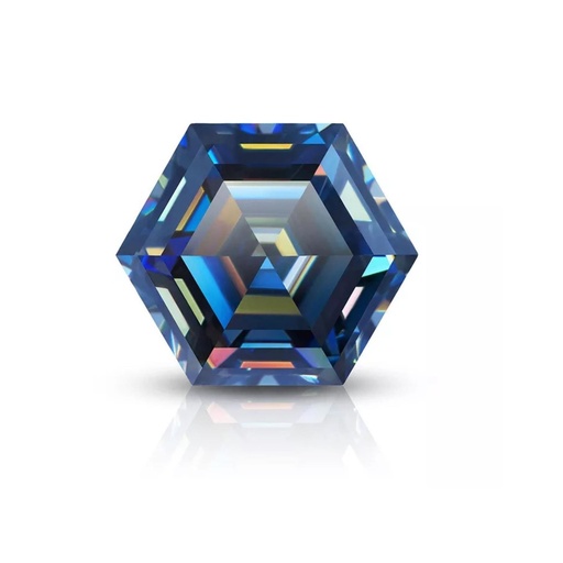 Loose Moissanite Royal Vivid Blue Clean Hexagon Cut 8.00 MM