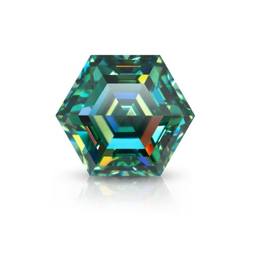 Loose Moissanite Emerald Vivid Green Clean Hexagon Cut 9.50 MM