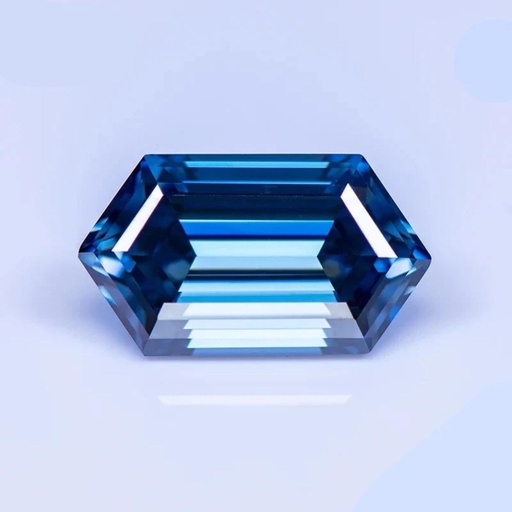 Loose Moissanite Royal Vivid Blue Clean Long Hexagon Cut 15.00 x 7.50 MM