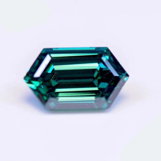 Loose Moissanite Emerald Vivid Green Clean Long Hexagon Cut 12.00 x 6.00 MM
