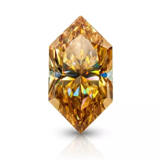 Loose Moissanite Champagne Vivid Brown Clean Long Hexagon Cut 10.00 x 5.00 MM