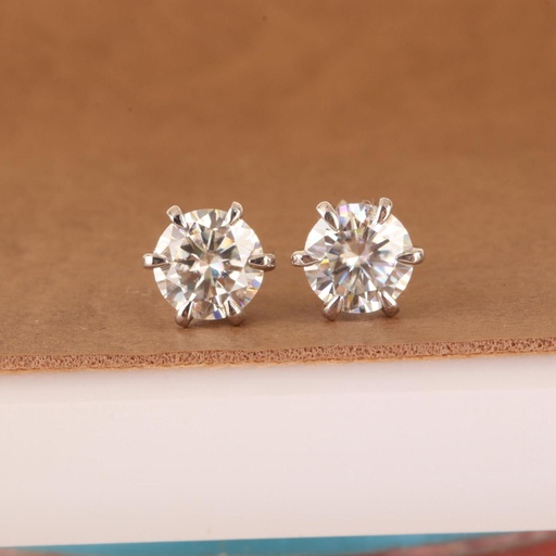 Round Cut Diamond Stud Earrings For Women