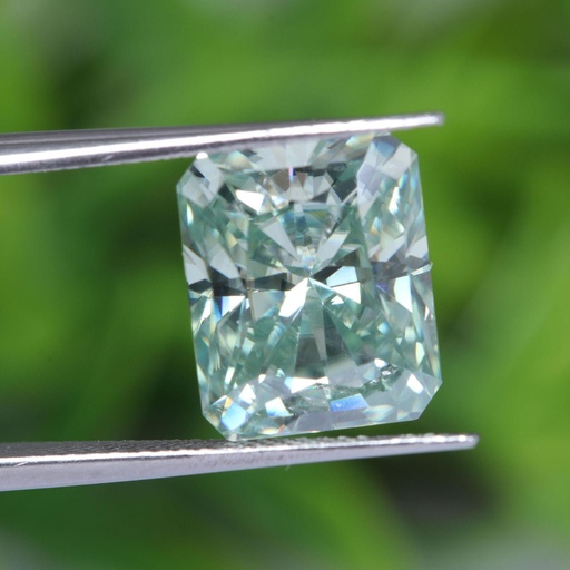 Loose Moissanite Salt & Pepper Green Clean Radiant Cut 11.60 x 11.00  MM